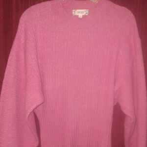 Pink Rose Vibrant Pink Ribbed Crewneck Sweater